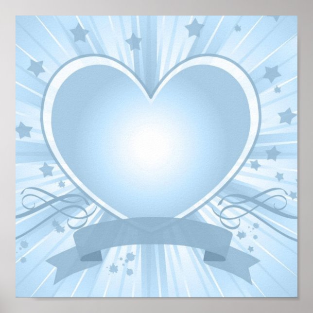 Light Blue Heart Design Poster (Front)