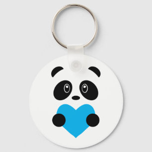 Light Blue Heart Panda Keychain