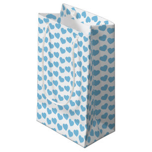 Light Blue Heart Pattern on White Small Gift Bag