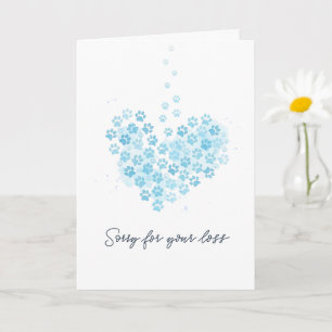 Light Blue Heart Paw Print Pet Loss Sympathy Card
