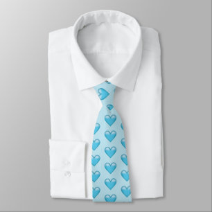 Light Blue Hearts Pattern Tie