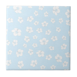 Light Blue Hibiscus Floral Tile