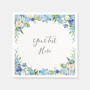 Light Blue Hydrangea Floral PARTY Paper Napkin