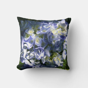 Light Blue Hydrangea Flower Throw Pillow
