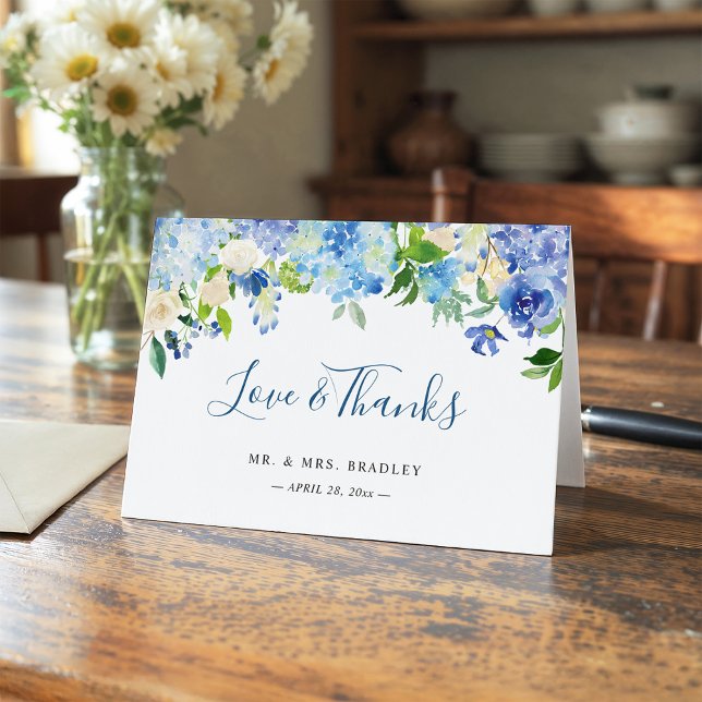 Light Blue Hydrangea Watercolor Floral Thank You (Creator Uploaded)