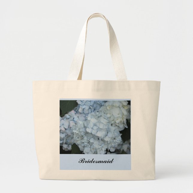 Light Blue Hydrangeas - Bridesmaid Large Tote Bag (Front)