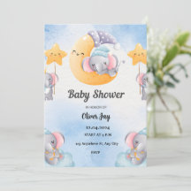 Light Blue Illustrated Baby Shower Invitation