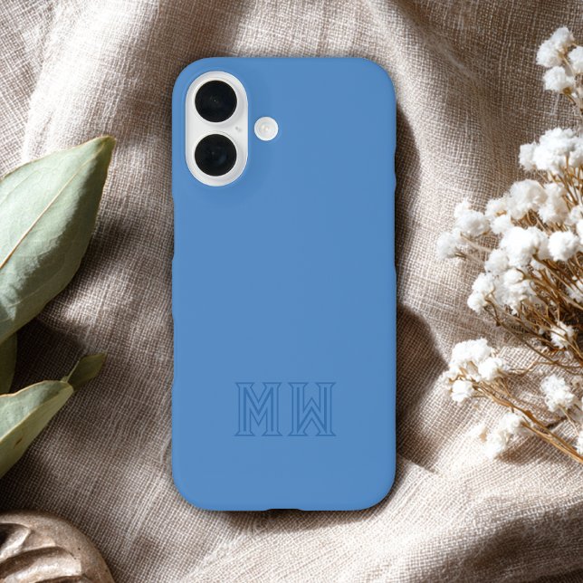 Light Blue Initials Monogram Simple Minimal  Case-Mate iPhone Case (Creator Uploaded)