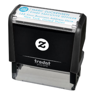 LIGHT BLUE INK Logo Return Address Self-inking Stamp