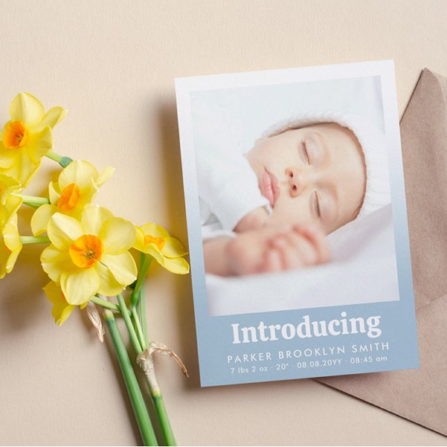 Light Blue Introducing New Baby Girl Photo Announcement (Creator Uploaded)