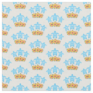 Light Blue Island Tribal Green Sea Turtles Fabric