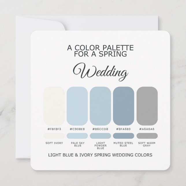 Light Blue Ivory Spring Wedding Color Palette Card (Front)