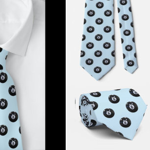 Light Blue Jeans 8 Ball Billiards Pool Player Cool Tie