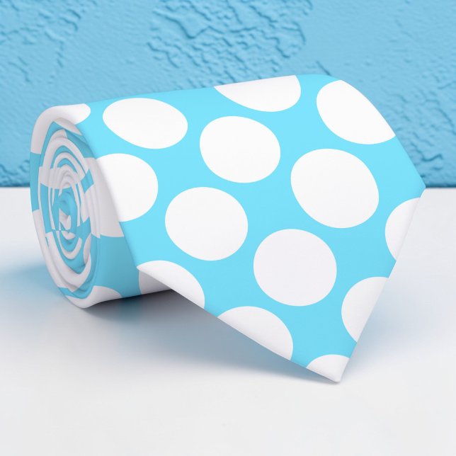 Light Blue Jumbo Polka Dots Custom Necktie (Creator Uploaded)