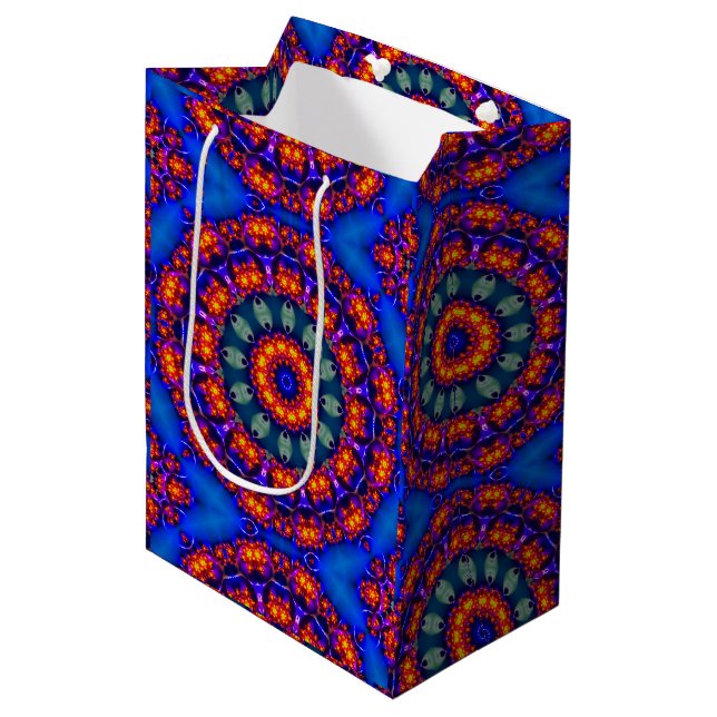 Light blue kaleidoscope medium gift bag (Front Angled)