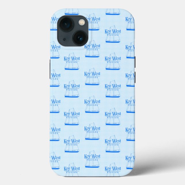 Light Blue Key West Florida Nautical Sailboat Case-Mate iPhone Case (Back)