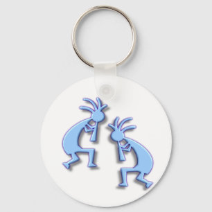 Light Blue Kokopelli Keychain