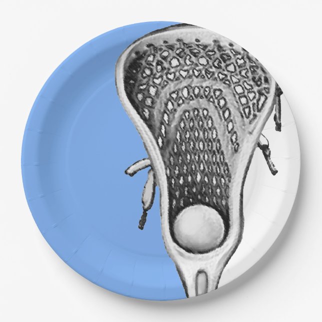 Light Blue Lacrosse Sports Party Paper Plate (Front)