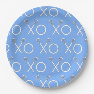 Light Blue Lacrosse Sports Party Paper Plate