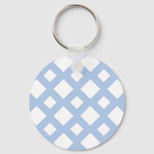 Light Blue Lattice on White Keychain