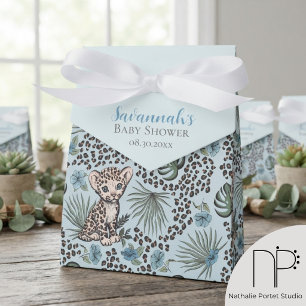 Light Blue Leopard Jungle Safari Favour Favor Box