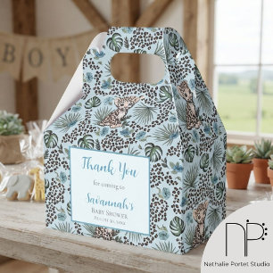 Light Blue Leopard Safari Thank You Favour Favor Box