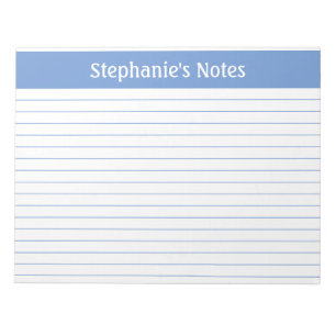 Light Blue Lined 11 x 8.5 Landscape Personalized Notepad