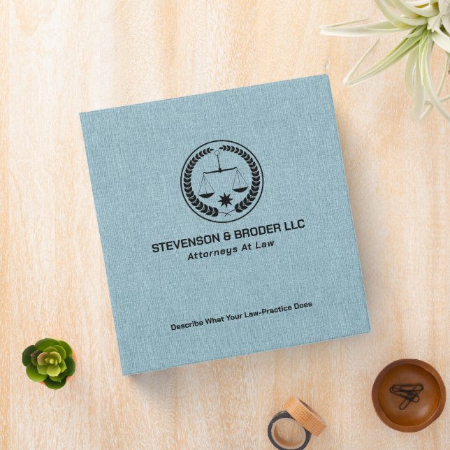 Light-blue linen & Black law logo 3 Ring Binder (In Situ)