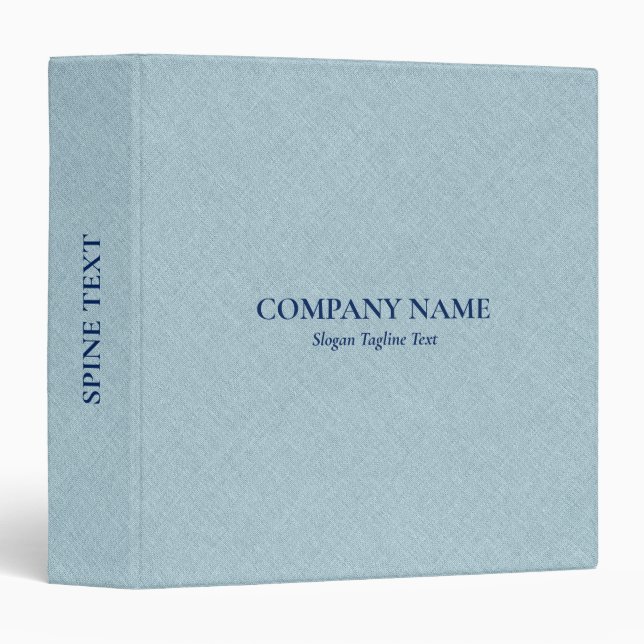 Light Blue Linen Burlap Fabric Look Binder (Front/Spine)