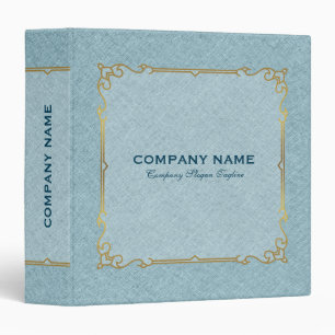 Light Blue Linen Texture Gold Vintage Frame Binder