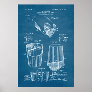 Light Blue   Liquid Strainer and Mixer Patent Poster