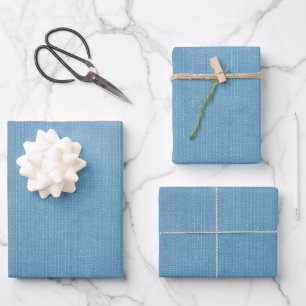 Light Blue Look of Fabric Wrapping Paper Sheet