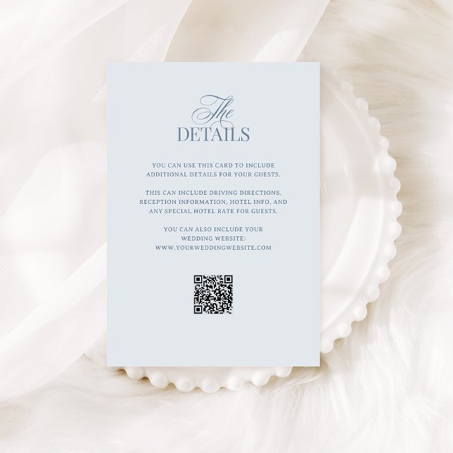 Light Blue Luxe | QR Code Wedding Guest Details Enclosure Card (Creator Uploaded)