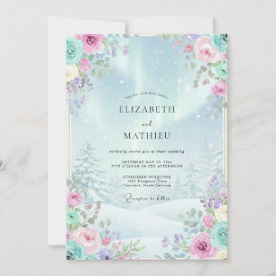 Light Blue Magical Winter Woodland Wedding Invitation