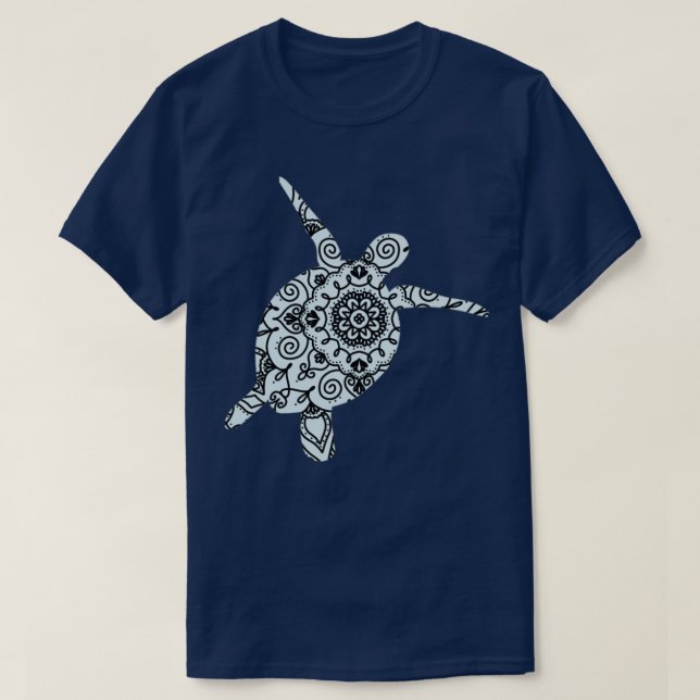 Light Blue Mandala Turtle T-Shirt (Design Front)