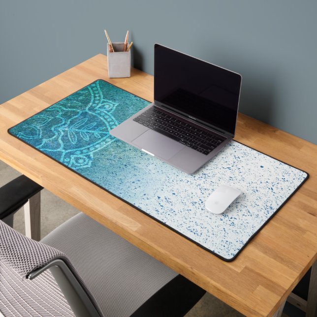 Light Blue Mandala Zen Desk Mat (Office 2)