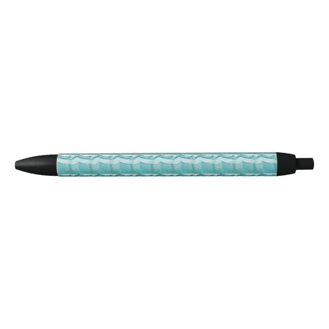 Light Blue Marble Elegant Modern Pattern Black Ink Pen (Front)
