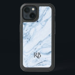 Light-Blue Marbleized Watercolors Swirls<br><div class="desc">Light blue marbleized watercolors swirls with customizable monogram.</div>