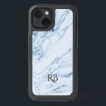 Light-Blue Marbleized Watercolors Swirls<br><div class="desc">Light blue marbleized watercolors swirls with customizable monogram.</div>