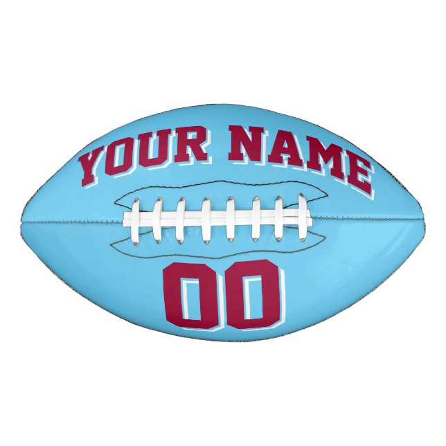 LIGHT BLUE MAROON AND WHITE Custom Football (Front)