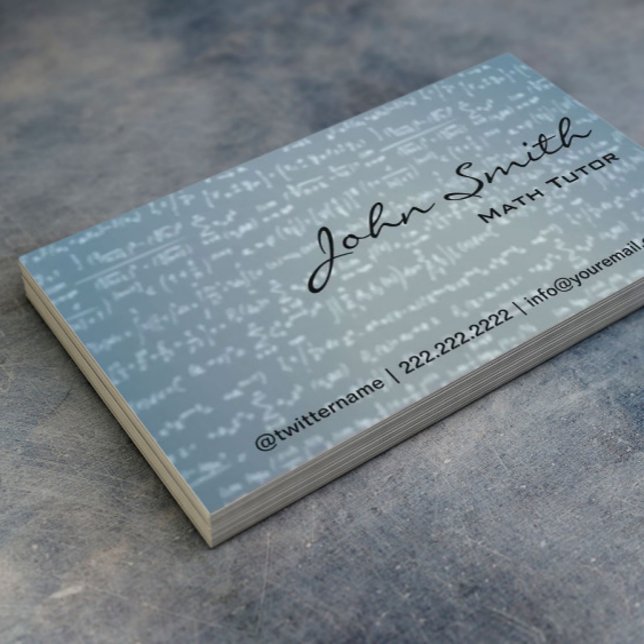 Light Blue Math Formulas Math Tutor Business Card (Creator Uploaded)