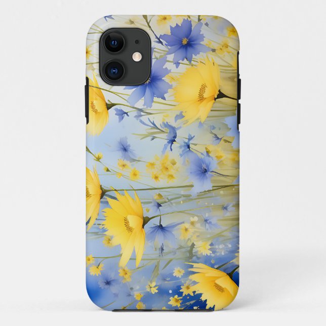 Light Blue Meadow with Delicate Wildflowers Case-Mate iPhone Case (Back)