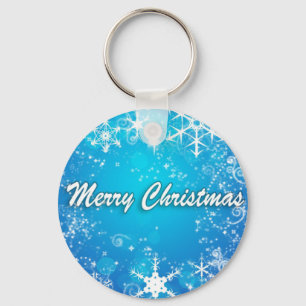 Light blue merry christmas keychain