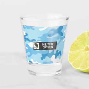 Light Blue Military Camo Shot Glass