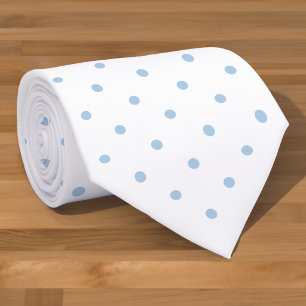 Light Blue Mini Polka Dot Pattern on White Tie