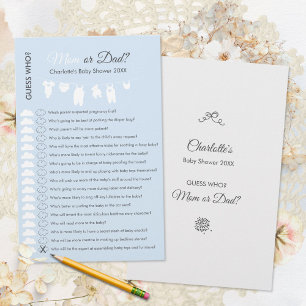 Light Blue Minimalist Baby Shower Guess Who Game