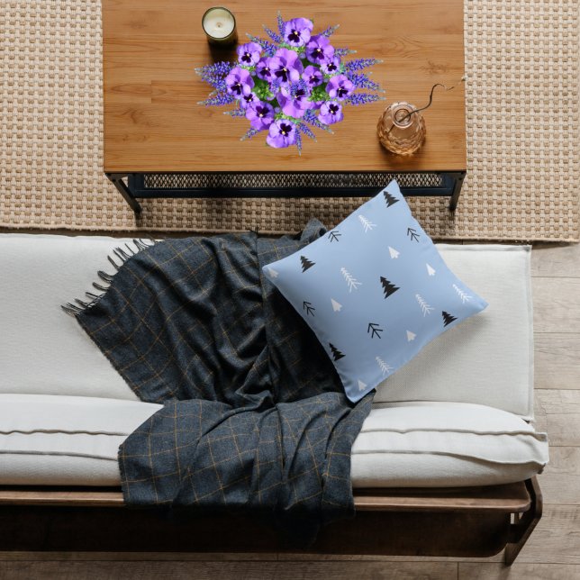 Light Blue Minimalist Christmas Tree Throw Pillow (Creator Uploaded)