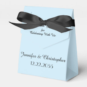 Light Blue Minimalist Wedding Party Names and Date Favor Box