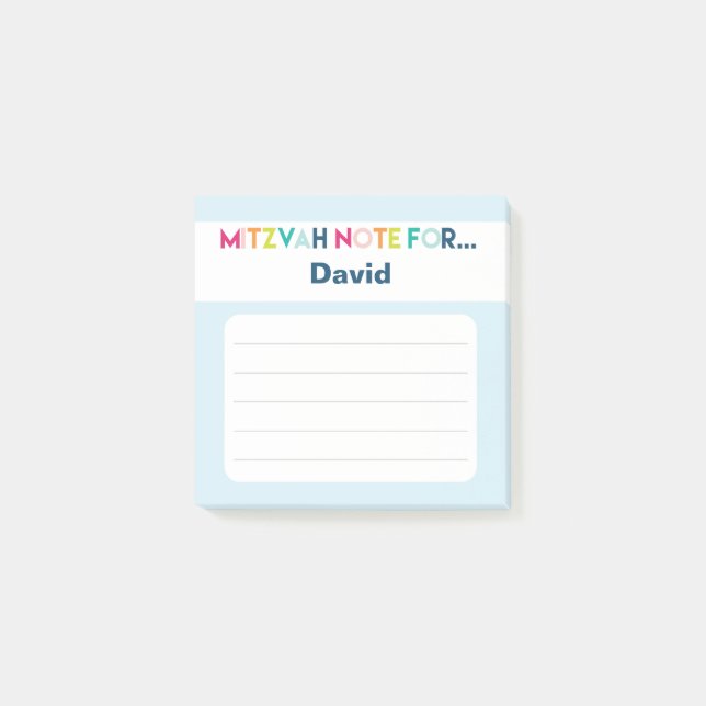 Light Blue Mitzvah Note: 3x3 Sticky Pad Post-it Notes (Front)