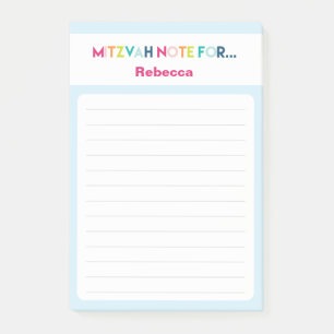 Light Blue Mitzvah Note: 4x6 Sticky Pad Post-it Notes